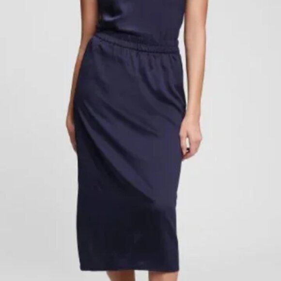 Gap satin midi skirt, navy blue, size PXS, NWT - Picture 3 of 10